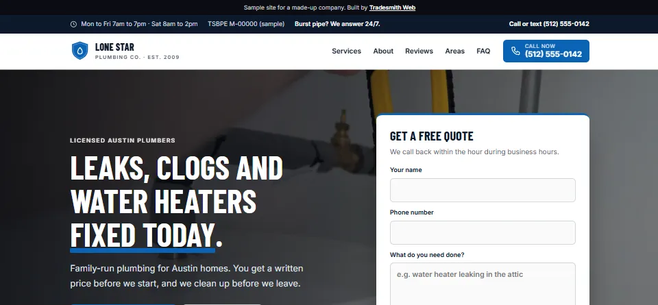 Plumber sample site